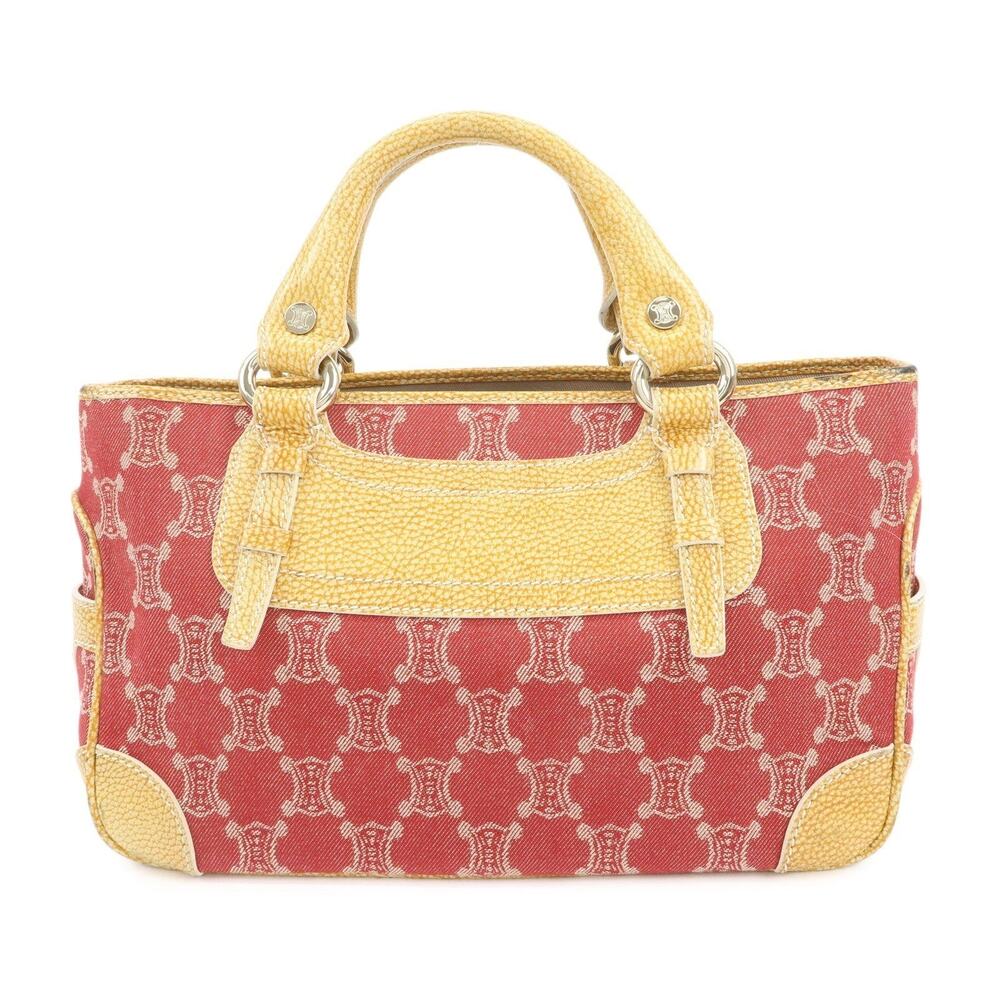 Celine Macadam Boogie & Leather Handbag Red